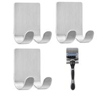 Porte Rasoir Douche,Lot de 3 Crochet Autocollant Support De Rasoir Douche Crochet AdhéSif En Acier Inoxydable Support de Rasoir Crochets sans Perçage pour Une Organisation Facile De La Salle De Bain