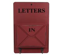 Porte Revue Mural en Bois Rétro, Boîte Auxs Lettres en Bois Porte-Lettres avec Crochets à Clés, Boîte de Rangement pour Trieur de Courrier, Décoration de la Maison Vintage(Rouge)