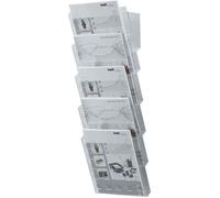 Porte revue mural - HELIT - A4 - Transparent - Kit de 5 - Support mural inclus