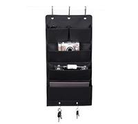 Porte-Revue Mural, Porte Document Mural, Rangement Tissu Porte, 5 poches de rangement en polypropylène respirant, étagère multifonctionnelle, montage à la porte (suspension), Noir