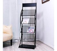 Porte Revue Présentoir à Brochures Porte-revues Au Sol avec 4 Poches - Grands Présentoirs de Brochure D'étagère de Stockage Métal, Organisateur de Livre de Support D'enregistrement de Dossier de Journ