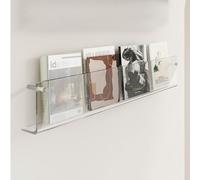 Porte Revue Présentoir à Brochures Porte-revues de Bureau Long En Acrylique - Montage Mural Supports de Stockage de Magazines de Livres de Journaux, Présentoir Mural Transparent avec Raccord, 60/80/12