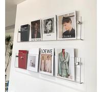 Porte Revue Présentoir à Brochures Porte-revues Mural 2 Pièces, Présentoir de Brochure en Acrylique Transparent pour Bureau à Domicile avec Raccords, Étagères Porte-Organisateur de Magazines (Color :