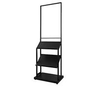 Porte-revues à 3 niveaux avec cadre pour affiche, support de brochures au sol en acier pour présentation, support de littérature pour rangement de brochures