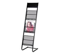 Porte-revues à poser au sol - 3 poches en acier pour magazines, journaux et brochures - Porte-information pour la maison et le bureau