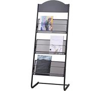 Porte-revues à poser au sol - Porte-documents en acier à 3 poches pour un affichage organisé de brochures, catalogues et dépliants dans les halls, les expositions et les zones de vente
