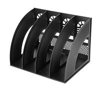 Porte-revues A4 Pliable LONTG Porte-Revue Bureau avec 4 Compartiments Organisateur de Bureau en Plastique Noir Classique pour Maison Scolaire