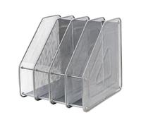 Porte-Revues de Bureau en Métal 4 Compartiments, Organisateur de Documents Magazine Holder Rack, Range-Revues en Maille Métallique pour Maison École (Argent)