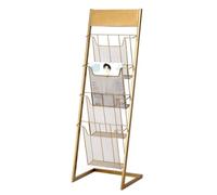 Porte-revues doré à 4 ou 5 niveaux sur pied pour journaux et brochures en forme de L pour magasins de détail et bureaux (34 x 27 x 102 cm)