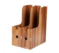 Porte Revues en Bois à Deux Compartiments, Organiseur de Bureau Détachable Étagère Livres Support Magazine Papier Document Fichiers Journaux Stockage Boîte Rangement Rack Stand Maison(Bois Cerisier)