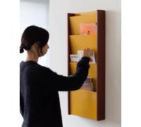 Porte-revues en bois - Support mural peu encombrant pour livres, brochures et dépliants - Organiseur de littérature élégant pour la maison et le bureau