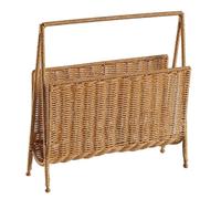 WOURRD Porte-revues en rotin tissé à la main, pratique marron clair, support de rangement robuste en rotin artificiel
