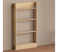 Porte-revues étroit en bois massif à 4 niveaux avec plinthe, support de littérature fin et clôture en acrylique, bibliothèque pour catalogues et matériel de lecture (naturel, 60 cm)