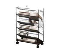 Porte-revues mobile avec roulettes, organiseur sur pied pour livres et magazines, étagère simple noire, parfaite pour la maison et le bureau