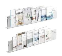Porte-revues mural en acrylique transparent et organiseur de brochures élégant à suspendre pour la maison, le bureau, la salle de bain, disponible en 1 ou 2 paquets (2 paquets de 120 cm)