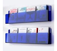 Porte-revues mural en acrylique transparent - Présentoir polyvalent pour la maison, le bureau, les brochures pour livres, bandes dessinées, magazines et disques