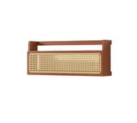 Porte-revues mural en bois avec grille en rotin PE - Porte-documents moderne pour entrée, bureau, salon, salle d'attente, chambre d'enfant (60 cm)