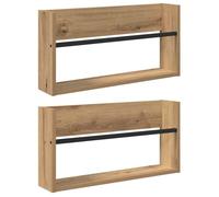 Porte-revues mural en bois d'ingénierie - vidaXL - Chêne artisanal - 60x12x30 cm - 2 étagères - Montage mural