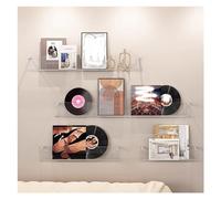 Porte-revues mural moderne en acrylique à suspendre pour la maison/bureau/réception, support de brochure et support de disque vinyle, couleur bleue, design peu encombrant
