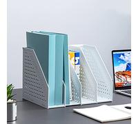 Porte-revues Pliable 4 Compartiments Boîte de Rangement Réglable Organiseur de Bureau Serre-Livres Support Range Document Dossier Magazine Livre Module de Classement Fichier Casier Stockage