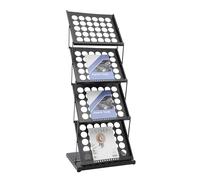 Porte-revues pliable - Porte-brochures - Présentoir de présentation littéraire - Étagère à 4 niveaux - Porte-brochures de magazines - Porte-revues - Porte-revues - Noir