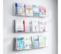 Porte-revues Porte-revues Mural 3 PC En Acrylique, Porte-brochures Suspendu Pour Économiser De L'espace, Etagère De Rangement De Littérature Pour Chambre À Coucher, Salle De Jeux ( Color : Clear , Siz