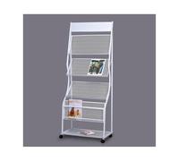 Porte-revues, pour Livres, brochures, Magazines, j Porte-revues sur Pied, Porte-journaux à roulettes en Fer à 4 Couches, présentoir de brochures for l'affichage de brochures ou de Documents(White)