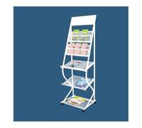 Porte-revues, pour Livres, brochures, Magazines, journaux et Bandes dessinées Porte-revues Pliable au Sol - Présentoir à journaux et dossiers à Double Usage(White)