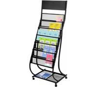 Porte-revues sur pied avec roulettes - Présentoir mobile pour brochures de bureau, banque et couloir
