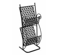 HAKU Porte-revues Art déco en métal noir – L 31 x H 80 x P 27 cm