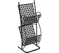 HAKU Porte-revues Art déco en métal noir – L 31 x H 80 x P 27 cm