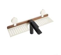 Porte-robinet de salle de bain en bois de noyer et aluminium anodisé avec ventouse sans trous, grand plateau et crochets latéraux pour une meilleure organisation de la salle de bain (40 cm, blanc)