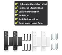 Porte robuste pour supports de barricade, lot de 2 supports de barre de suspension en acier pour sécurité domestique en bois de 2 x 4, noir et blanc