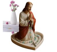 Porte-rosaire Vierge Marie Jésus - Chapelet catholique en résine avec Jésus | Statues à collectionner pour bureau, bureau, cadeau d'anniversaire, étudiant, couple, homme, enseignant