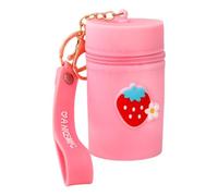 Porte-rouge à lèvres compact en silicone avec porte-clés de dessin animé moderne et sac à monnaie, Fraise Floret