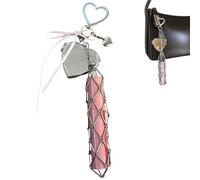 Porte-Rouge à lèvres en Acier Inoxydable, Porte-gluds Chic avec Un ke clés de Rouge à lèvres Miroir du Coeur, Accessoires de Sacs de Mode, Petit Sac à lèvres Bling Crystal Sac Key Chain (#2)