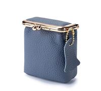 Porte Rouge À Lèvres Petit Sac à cosmétiques en Cuir for Femmes, loquet doré, Pochette de Maquillage Mignonne, étui Organisateur Rouge lèvres, boîte clés Voyage, Mini Porte-Monnaie(Blue)