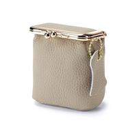 Porte Rouge À Lèvres Petit Sac à cosmétiques en Cuir for Femmes, loquet doré, Pochette de Maquillage Mignonne, étui Organisateur Rouge lèvres, boîte clés Voyage, Mini Porte-Monnaie(Gray)