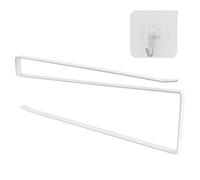 Porte-Rouleau de Cuisine Blanc 1 pièces, Porte-Rouleau de Papier en Acier Inoxydable avec 2 Crochets Transparents, Porte-Rouleau de Cuisine sans perçage, pour la Cuisine, la Salle de Bain