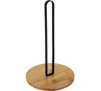Porte-rouleau de cuisine moderne en bambou - Porte-rouleau de cuisine en bois élégant avec support métallique noir - Parfait pour les cuisines - Noir