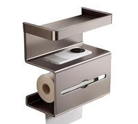Porte-Rouleau De Papier Toilette avec Étagère | Support sans Perçage avec Étagère - Organisateur Gain De Place pour Salle De Bains Appartement Camping-Car Chambre d'amis