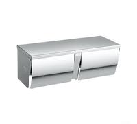 Porte-rouleau de papier toilette double en acier inoxydable avec étagère, distributeur de papier toilette mural étanche et antirouille pour un rangement supplémentaire, argenté