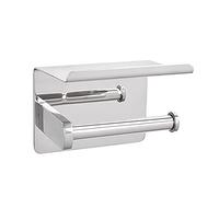 Porte-rouleau de papier toilette en acier inoxydable 304 poli miroir avec étagère polyvalente pour téléphone portable et porte-serviettes, design élégant et durable pour salle de bain moderne