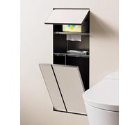 Porte-rouleau de papier toilette encastré avec poubelle et brosse - Étagère de rangement étanche pour salle de bain - Grand mur caché pour papier toilette et accessoires