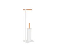 Porte-rouleau de papier toilette Home ESPRIT Blanc naturel Métal Bambou 22 x 16 x 68 cm