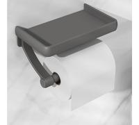 Porte-rouleau de papier toilette mural avec étagère, en acier inoxydable pour cuisine, salle de bain, toilettes (gris)