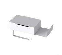 Porte-rouleau de papier toilette mural avec étagère pour téléphone - Sans perçage - Rangement étanche pour papier et lingettes - Acier au carbone antirouille - Accessoire de salle de bain blanc 25 x