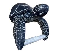 Porte-rouleau de papier toilette mural tortue de mer rustique nautique bleu marine foncé/blanc décor côtier - Finition patinée