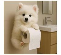 Porte-rouleau de papier toilette réaliste en forme de chien en résine, support mural fantaisie pour la maison et le bureau (I)