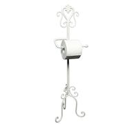 PORTE-ROULEAU DE PAPIER TOILETTE VINTAGE "SERVITEUR" | blanc, 78 cm, fer | salle de bain, WC